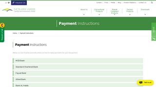 Payment Instructions - MCB-Arif Habib Savings and Investments Limited