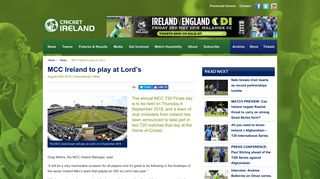 MCC Ireland to play at Lord's | Cricket Ireland