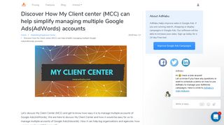 My Client Center - Benefits Of Having MCC Account - AdNabu