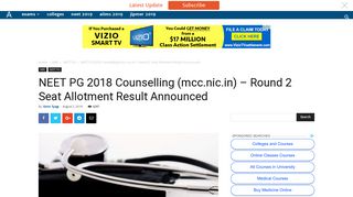 NEET PG 2018 Counselling (mcc.nic.in) - Round 2 Seat Allotment ...