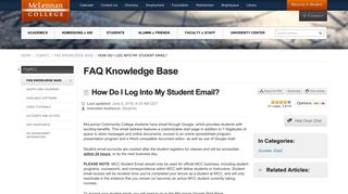 How Do I Log Into My Student Email? | FAQ Knowledge Base | Tech ...