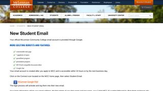 New Student Email | McLennan Community College