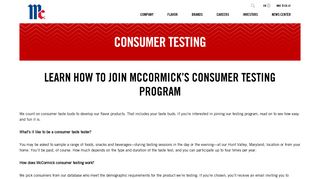 Consumer Testing | McCormick Corporation