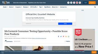 McCormick Consumer Testing Opportunity = Possible Score Free ...