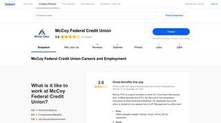 McCoy Federal Credit Union Careers and Employment | Indeed.com