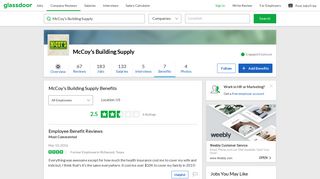 McCoy's Building Supply Employee Benefits and Perks | Glassdoor