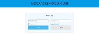 Log In - McCracken Golf Club