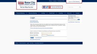 Log in to Online Banking - Motor City Community Credit Union