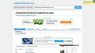 teamcenter.mcdaltametrics.com at WI. teamcenter - Website Informer