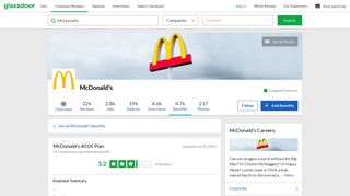 McDonald's Employee Benefit: 401K Plan | Glassdoor
