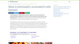 What Is McDonald's AccessMCD LMS System? | Reference.com