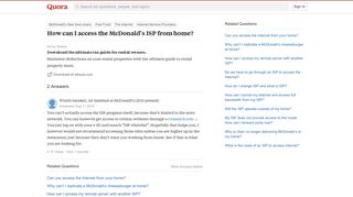 How to access the McDonald's ISP from home - Quora