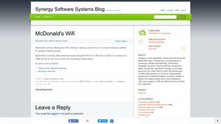 McDonald's Wifi » Synergy Software Systems Blog