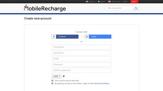 Create new account - Mobile Recharge