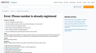 Error: Phone number is already registered – Knowledgebase