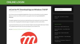 mCent for PC Download App on Windows 7/8/XP | Online Login