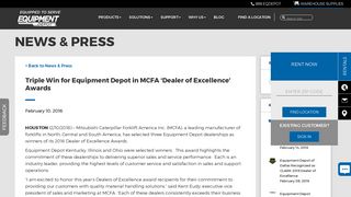 Triple Win for Equipment Depot in MCFA 'Dealer of Excellence' Awards