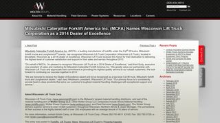 Mitsubishi Caterpillar Forklift America Inc. (MCFA) Names Wisconsin ...