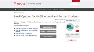 Email Options for McGill Alumni and Former Students | Service Point ...