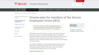 Pension plan for members of the Service ... - McGill University