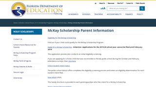 McKay Scholarship Parent Information