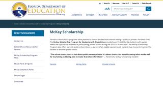 McKay Scholarship - Florida Department Of Education