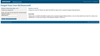 McKesson Connect > Forgot Password(WCM)