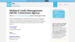 Midland Credit Management (MCM) – Collection Agency