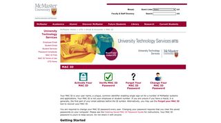 McMaster University > University Technology Services > MAC ID