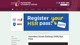 Hamilton Street Railway (HSR) Bus Pass | MSU McMaster Students ...