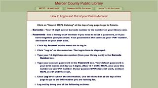 Log in to Patron Account - Mercer County Public Library