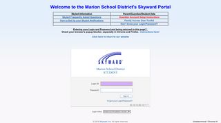 Marion School District STUDENT - Login - Powered by Skyward