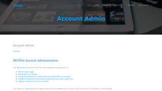MCSNet Support - Account Administration