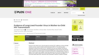 Evidence of Long-Lived Founder Virus in Mother-to-Child HIV... - PLOS