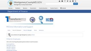 MCtime Employee FAQs - Montgomery County