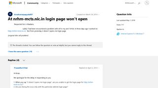 At nrhm-mcts.nic.in login page won't open - Microsoft Community