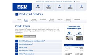 MCU: Services - Credit Cards