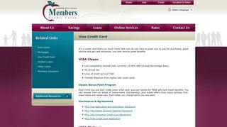 Members Credit Union - Visa Credit Card