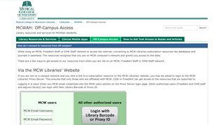 Off-Campus Access - MCWAH - LibGuides at Medical College of ...