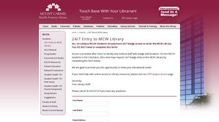 24/7 Entry to MCW Library - Mount Carmel Health Sciences Library