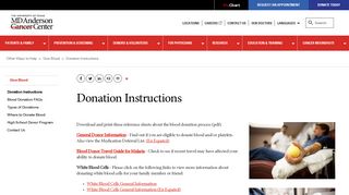 Blood Donation Instructions | MD Anderson Cancer Center