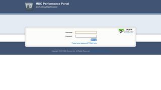 MDC Performance Portal - Login - MD Connect, Inc