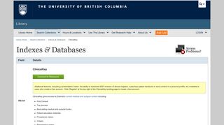 ClinicalKey - Indexes & Databases | UBC Library Index & Database ...