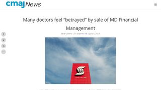 Many doctors feel “betrayed” by sale of MD Financial Management ...