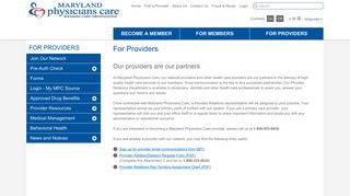 For Providers - Maryland Physicians Care
