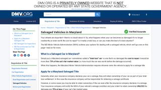 Maryland Salvaged Vehicle Regulations | DMV.ORG