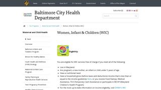 Women, Infant & Children (WIC) | Baltimore City Health Department