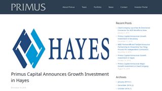 Primus Capital Announces Growth Investment in Hayes – Primus ...