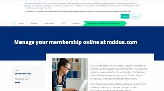 Manage your membership online at mddus.com | MDDUS