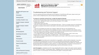 Technical Support & Troubleshooting : Maryland Online IEP System ...